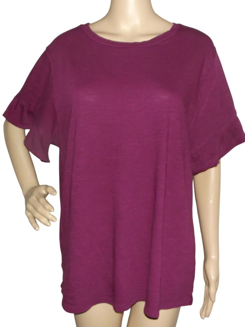 Old Navy Ruffle T-shirt Womens Sz Large Wine Sleeve Size Large Top Short Sleeve